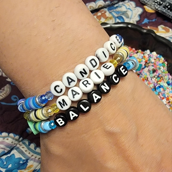 Balance Rainbow Evil Eye HANDMADE Beaded Word Bracelet - Picture 4 of 4